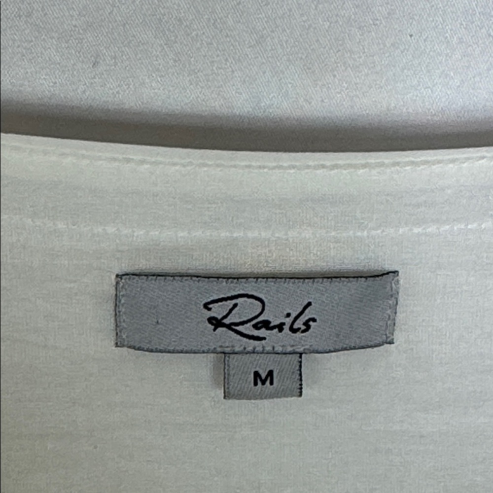 Rails Gia White Midi Dress Medium Eyelet Tiered‎ Flutter Sleeve NO BELT NWOT - Picture 12 of 15